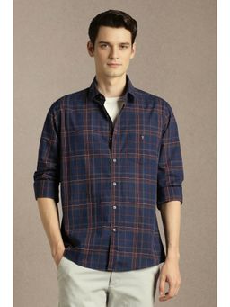 Louis Philippe - Men Navy Check Full Sleeves Casual Shirt