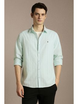 Louis Philippe - Men Green Textured Full Sleeves Casual Shirt