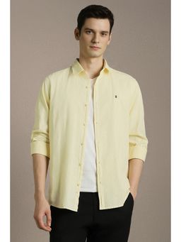 Louis Philippe - Men Yellow Textured Full Sleeves Casual Shirt