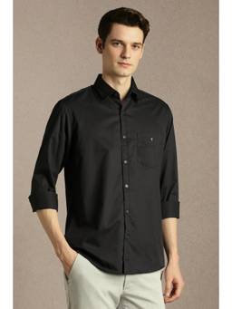 Louis Philippe - Men Black Solid Full Sleeves Casual Shirt