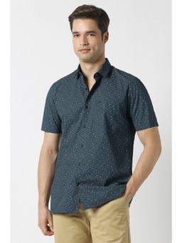 Peter England - Men Blue Regular Fit Half Sleeves Formal Shirt