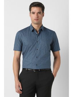 Peter England - Men Blue Nuvo Fit Half Sleeves Formal Shirt