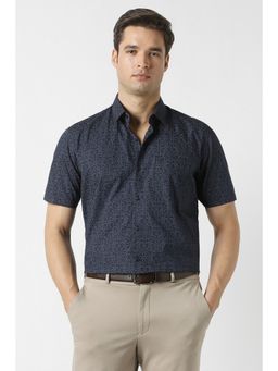 Peter England - Men Navy Nuvo Fit Half Sleeves Formal Shirt