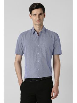 Peter England - Men Blue Nuvo Fit Half Sleeves Formal Shirt