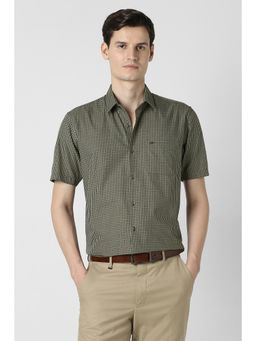 Peter England - Men Olive Nuvo Fit Half Sleeves Formal Shirt