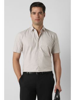 Peter England - Men Beige Nuvo Fit Half Sleeves Formal Shirt