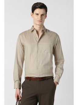 Peter England - Men Beige Regular Fit Full Sleeves Formal Shirt