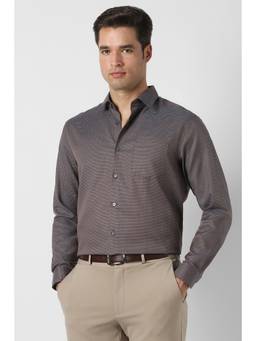 Peter England - Men Brown Regular Fit Full Sleeves Formal Shirt