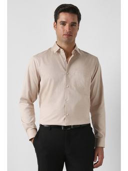 Peter England - Men Beige Regular Fit Full Sleeves Formal Shirt