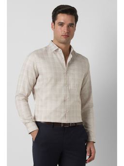 Peter England - Men Beige Slim Fit Full Sleeves Formal Shirt