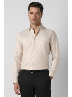 Peter England - Men Beige Slim Fit Full Sleeves Formal Shirt