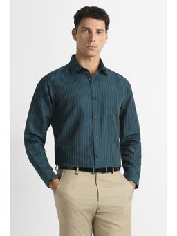 Van Heusen - Men Blue Stripe Full Sleeves Formal Shirt