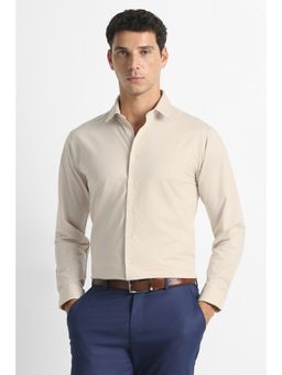 Van Heusen - Men Beige Textured Full Sleeves Formal Shirt
