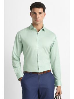 Van Heusen - Men Green Solid Full Sleeves Formal Shirt