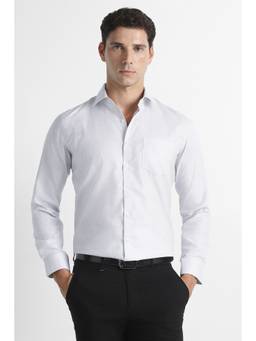 Van Heusen - Men White Check Full Sleeves Formal Shirt