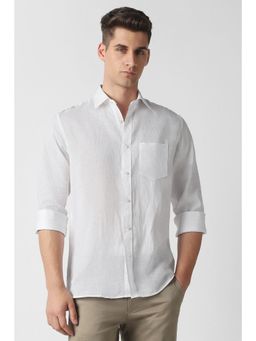 Van Heusen - Men White Solid Full Sleeves Formal Shirt
