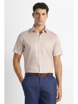 Van Heusen - Men Beige Printed Half Sleeves Wedding Shirt