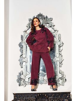 Kay Kay BY KKHUSHI SAHAII - Gabi Burgundy Denim Co-Ord Set