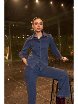 Kay Kay BY KKHUSHI SAHAII - Reta Blue Denim Plain Co-Ord Set