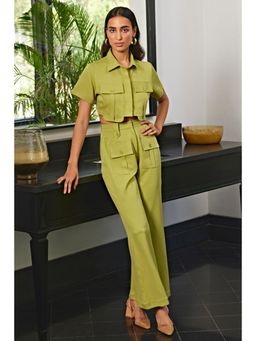 Kay Kay BY KKHUSHI SAHAII - Olive Green Crepe Co-Ord Set