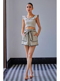 Kay Kay BY KKHUSHI SAHAII - Blanket Stitch Grey Co-Ord Set