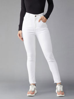 DOLCE CRUDO - Women White Skinny High Rise Bleached Stretchable Jeans