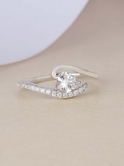 Ornate Jewels - 925 Silver American Diamond Heart Ring For Women & Girls