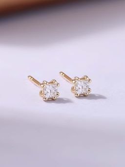 Ornate Jewels - 14K Gold 0.20 Carat Square Lab Grown Diamond Solitaire Stud Earrings
