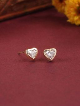 Ornate Jewels - 14K Gold 0.50 Carat Heart Lab Grown Diamond Heart Stud Earrings