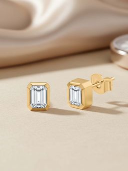 Ornate Jewels - 18K Gold 0.40 Carat Octagon Lab Grown Diamond Solitaire Stud Earrings