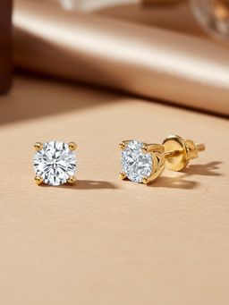 Ornate Jewels - 9K Gold 1 Carat Round Lab Grown Diamond Glow frame Stud Earrings