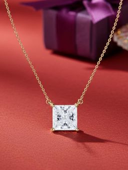 Ornate Jewels - 9K Gold 1 Carat Princess Lab Grown Diamond Solitaire Necklace