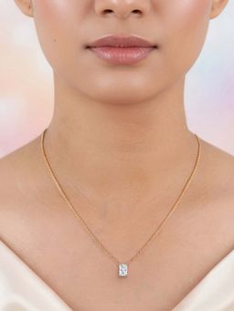 Ornate Jewels - 14K Gold 1 Carat Radiant Lab Grown Diamond Solitaire Necklace