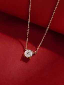 Ornate Jewels - 9K Gold 0.49 Carat Round Lab Grown Diamond Solitaire Necklace