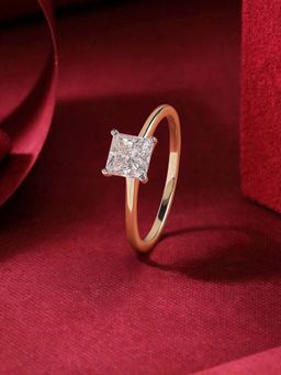 Ornate Jewels - 18K Gold 1 Carat Princess Lab Grown Diamond Solitaire Ring