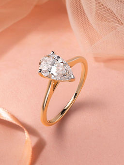 Ornate Jewels - 9K Gold 1.01 Carat Pear Lab Grown Diamond Solitaire Ring