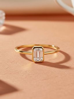 Ornate Jewels - 18K Gold 0.47 Carat Octagon Lab Grown Diamond Solitaire Ring