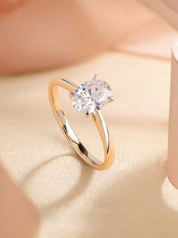Ornate Jewels - 18K Gold 1.05 Carat Oval Lab Grown Diamond Solitaire Ring