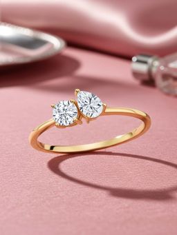Ornate Jewels - 9K Gold 0.50 Carat Round and Pear Lab Grown Diamond Toi Et Moi Ring