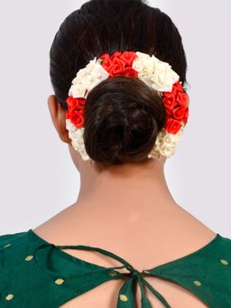 Silvermerc Designs - Red and White Flower Hair Bun Accessory Set