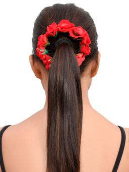 Silvermerc Designs - Red Floral U Pin Hair Accessory (Set of 12)