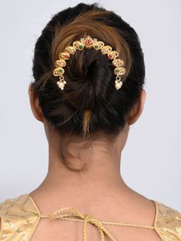 Silvermerc Designs - Gold Plated Multi Ethnic Wedding Hair Bun Pin