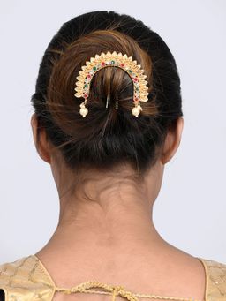 Silvermerc Designs - Gold Plated Multi Ethnic Wedding Hair Bun Pin