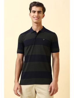 Allen Solly - Navy Blue Cotton Blend Half Sleeves Polo T-Shirt