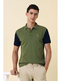 Allen Solly - Green Polyester Blend Half Sleeves Polo T-Shirt