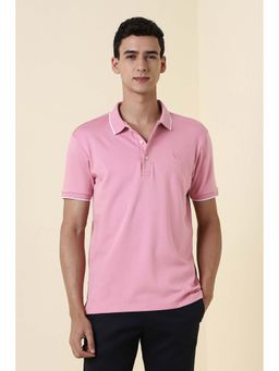 Allen Solly - Pink Cotton Blend Half Sleeves Polo T-Shirt