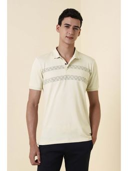 Allen Solly - Beige Cotton Blend Half Sleeves Polo T-Shirt