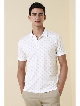 Allen Solly - White Cotton Half Sleeves Polo T-Shirt