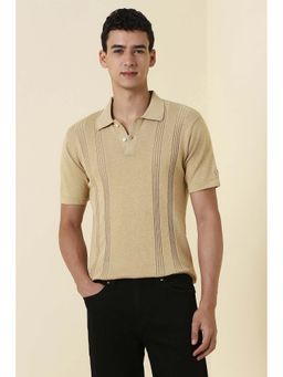 Allen Solly - Beige Cotton Half Sleeves Polo T-Shirt