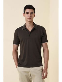 Allen Solly - Brown Cotton Blend Half Sleeves Polo T-Shirt